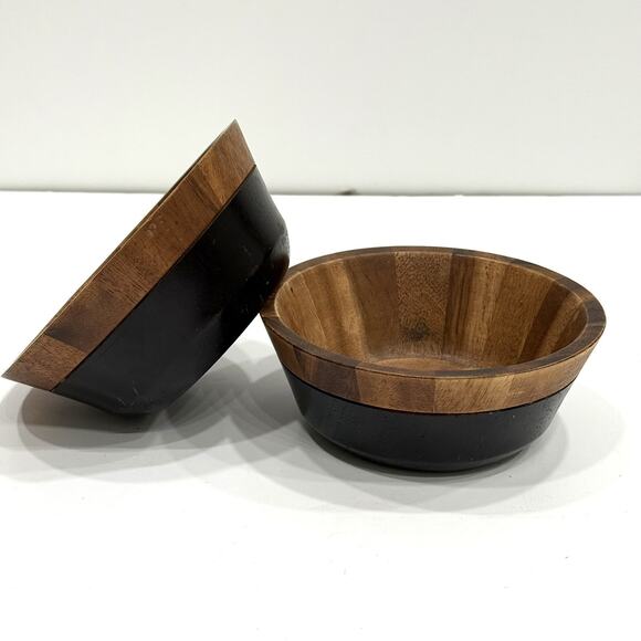 Acacia Wood Salad Bowls Lot Of 2 Kona Wood Noritake SET OF TWO PREOWNED - Picture 1 of 9